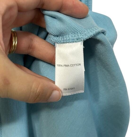 J. Jill Perfect Pima Shirttail Sleeveless Tee Women's Sz M Light Blue Timeless - Picture 4 of 5